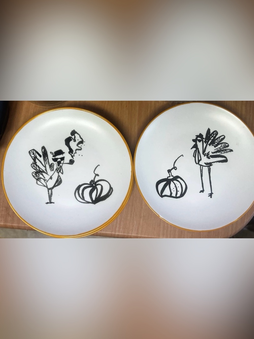 NWT Magenta Artisan Home Collection "Boss Turkey" Plates - Set of 4